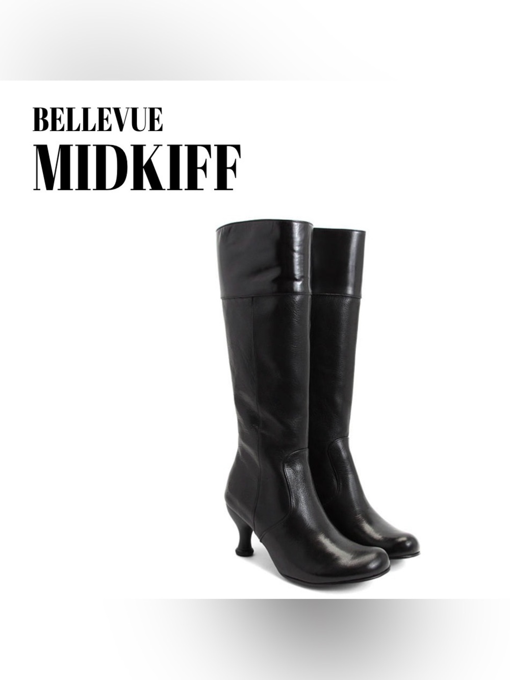 Fluevog Bellevue Midkiff tall knee-high black leather zip up heeled boot - 7